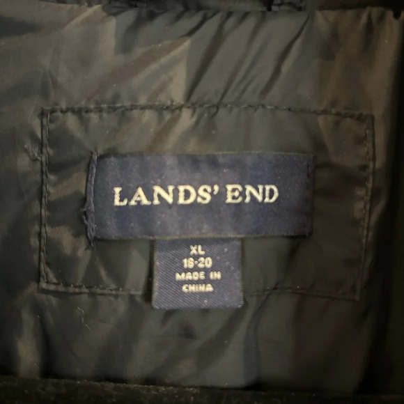 LAND’S END Sz XL Goose Down Many Pockets Funnel Neck Zipper Puffer  Coat Jacket - Picture 7 of 12